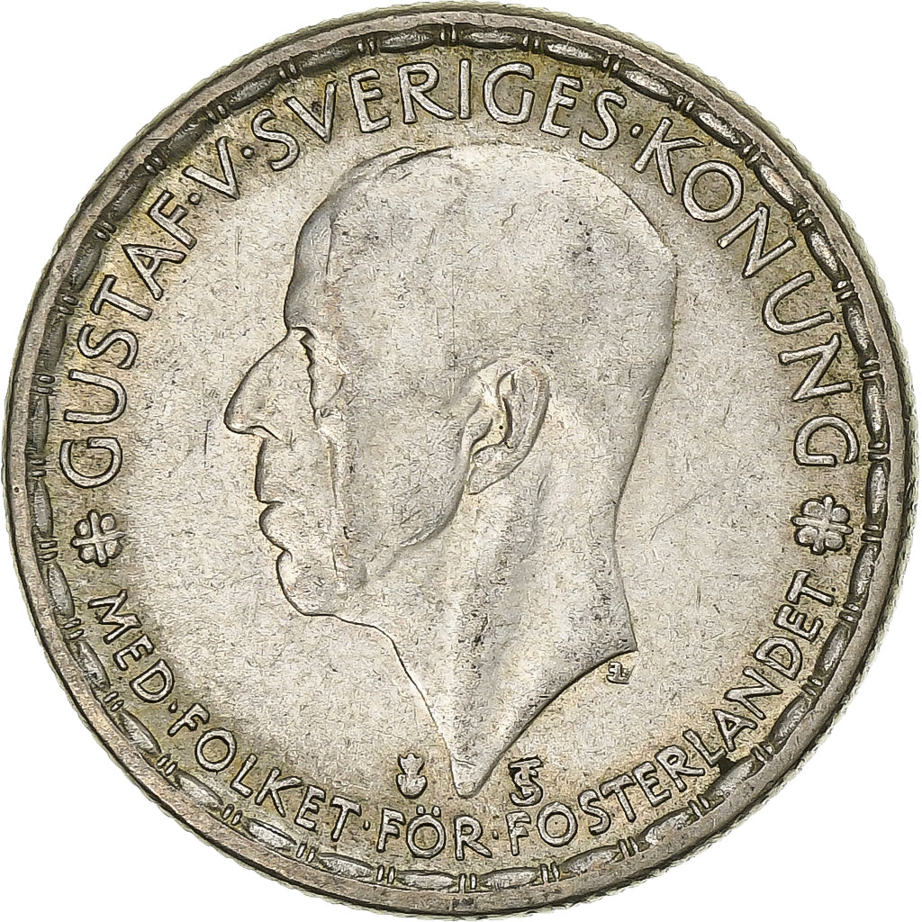 Svezia, Gustaf V, Krona, 1948, Argento, BB+, KM:814