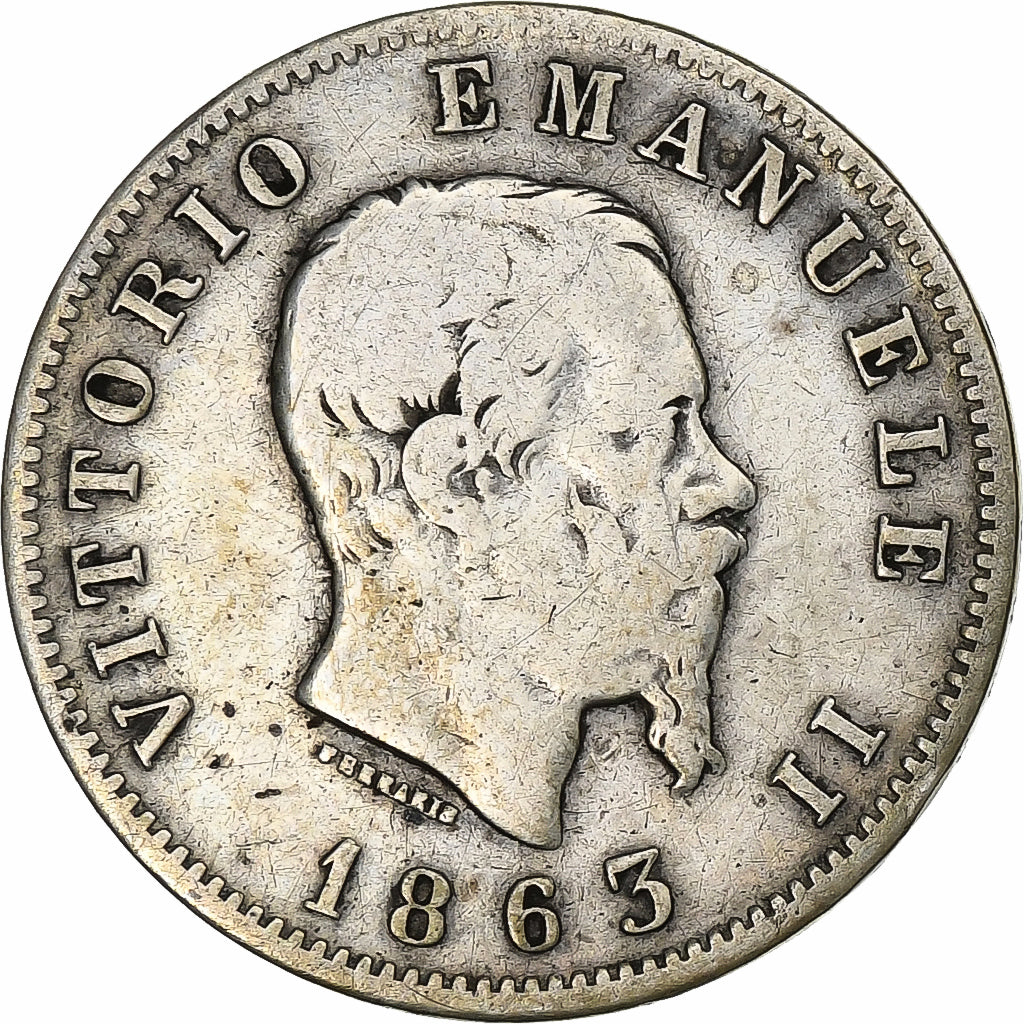 Italie, Vittorio Emanuele II, Lira, 1863, Milan, Argent, TB, KM:5a.1
