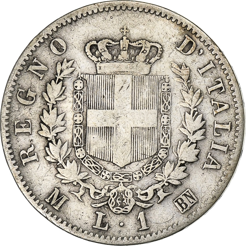 Italie, Vittorio Emanuele II, Lira, 1863, Milan, Argent, TB, KM:5a.1