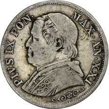 ITALIAN STATES, Pius IX, Lira, 1866, Rome, Silver, VF(30-35)