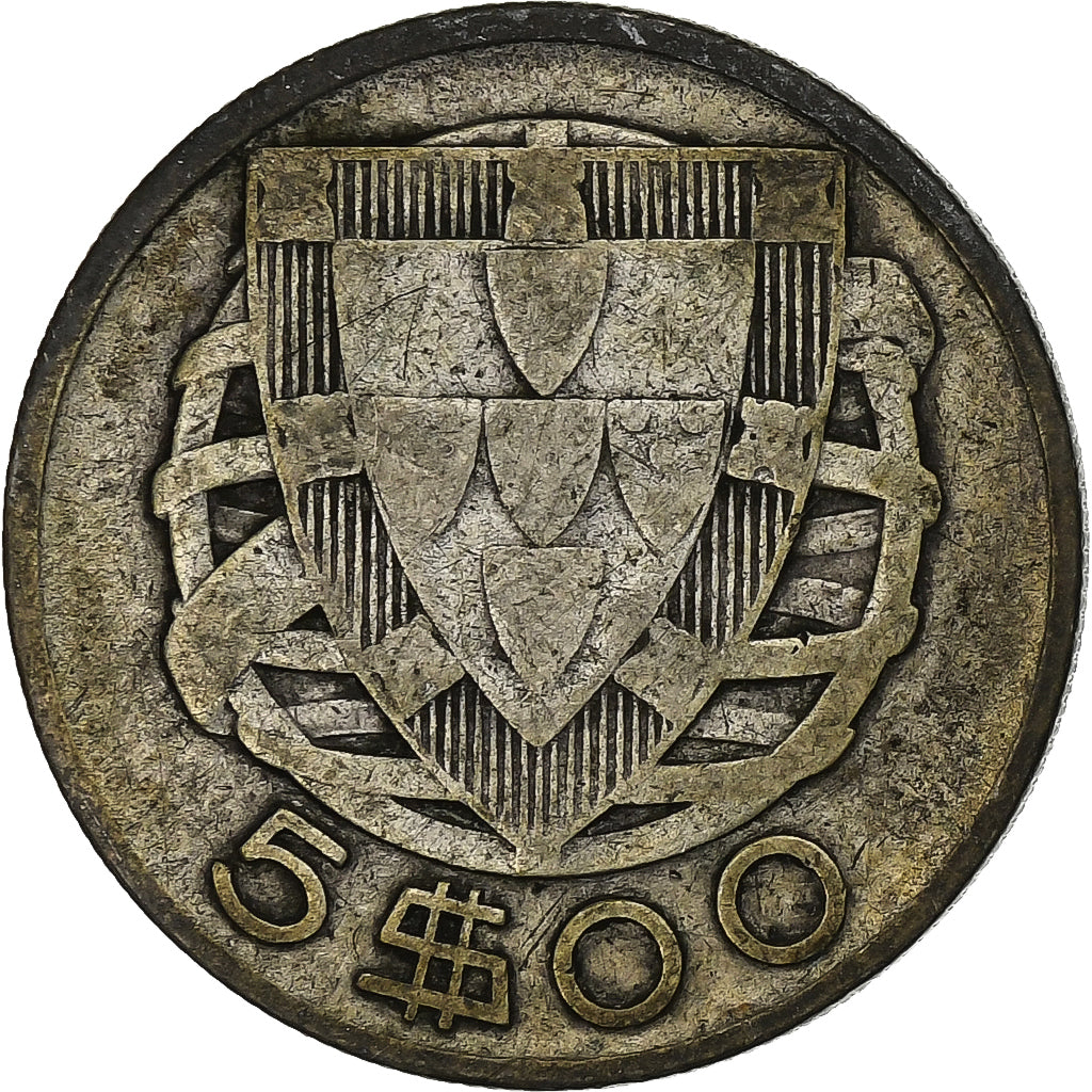 Portugal, 5 Escudos, 1933, Silber, S, KM:581