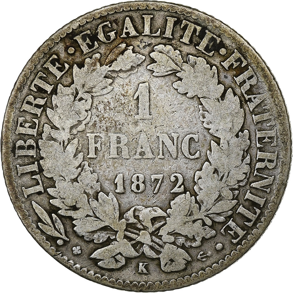 Frankrijk, Franc, Cérès, 1872, Bordeaux, Zilver, FR, KM:822.2