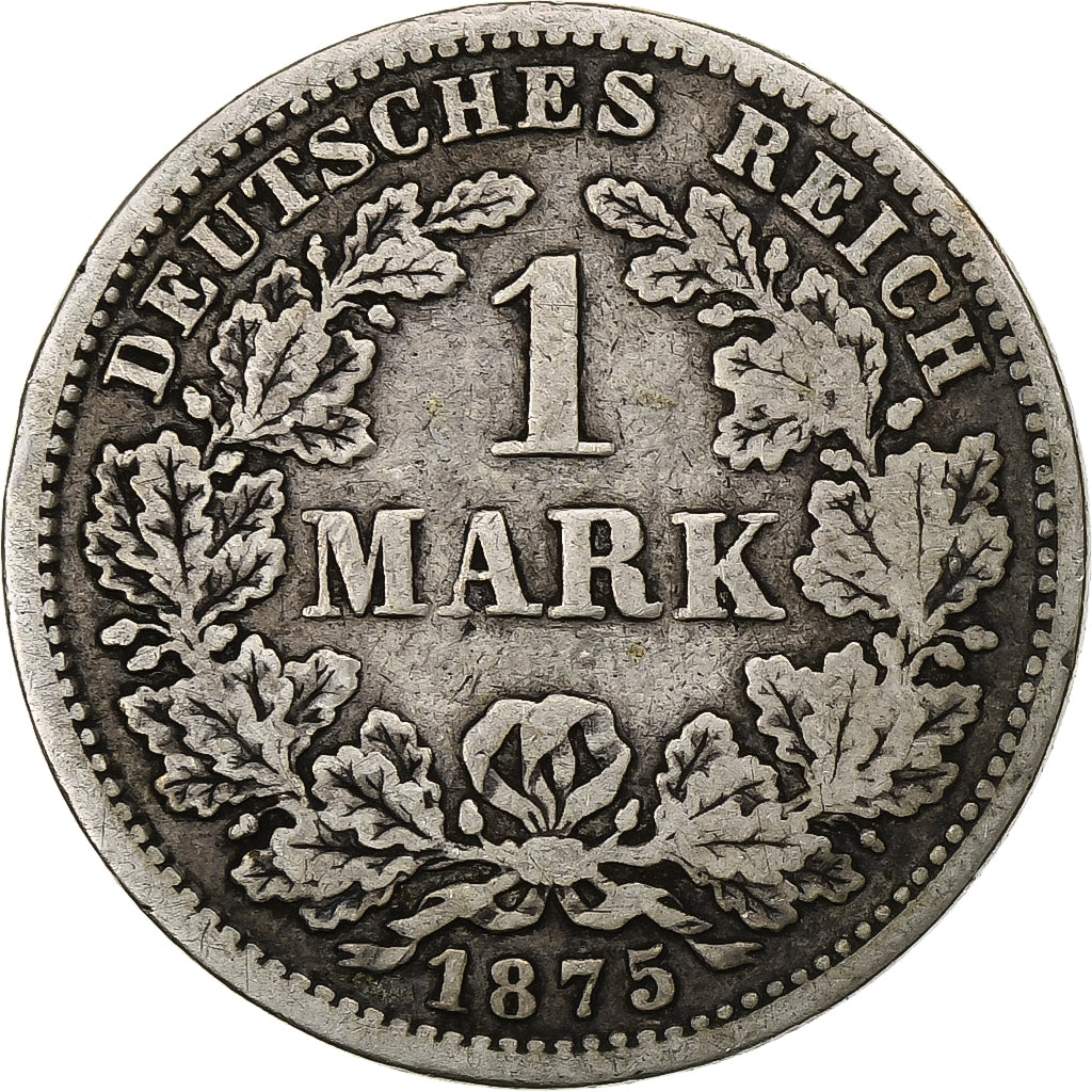 GERMANY - EMPIRE, Wilhelm I, Mark, 1875, Stuttgart, Silver, VF(20-25), KM:7