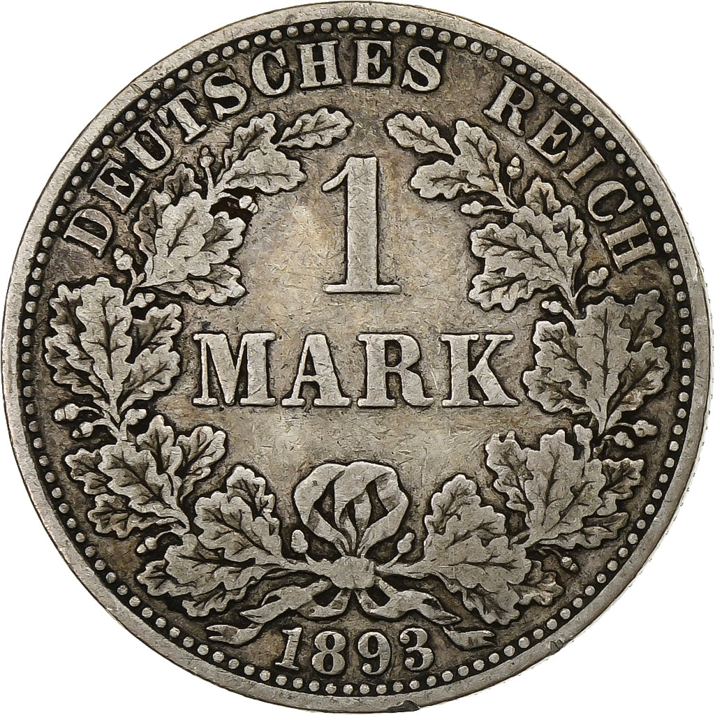 NIEMCY - IMPERIUM, Wilhelm II, Mark, 1893, Berlin, Srebro, VF(30-35), KM:14