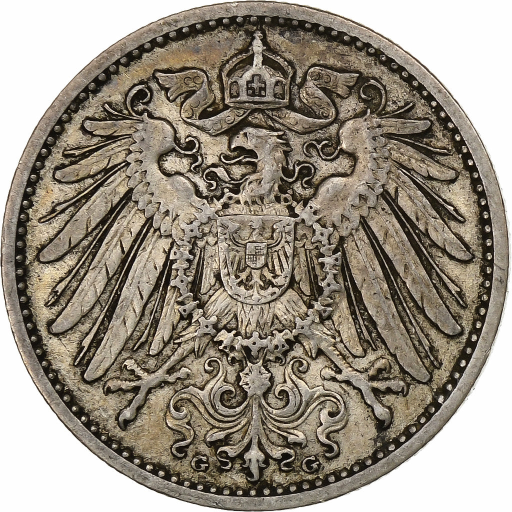 NIEMCY - IMPERIUM, Wilhelm II, Mark, 1904, Karlsruhe, Srebro, EF(40-45), KM:14