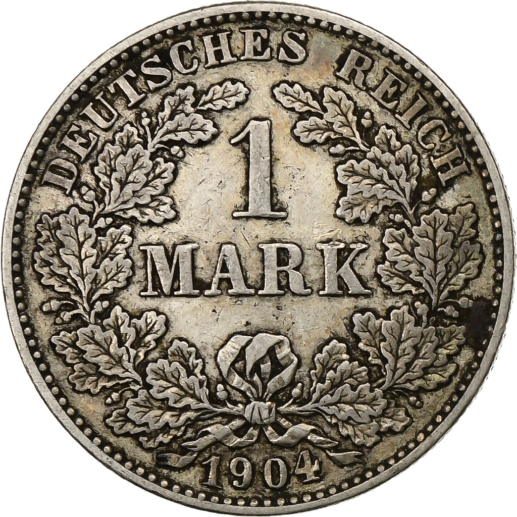 NIEMCY - IMPERIUM, Wilhelm II, Mark, 1904, Karlsruhe, Srebro, EF(40-45), KM:14