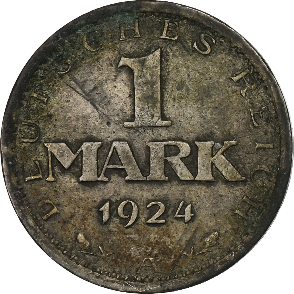 GERMANY, WEIMAR REPUBLIC, Mark, 1924, Berlin, Silver, VF(20-25)