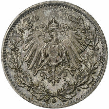 GERMANY - EMPIRE, 1/2 Mark, 1915, Munich, Silver, EF(40-45), KM:17