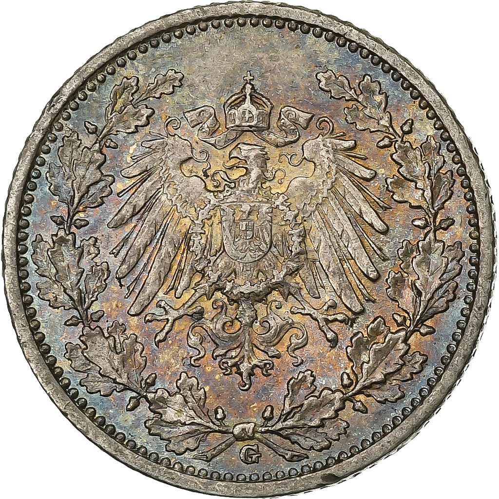 GERMANIA - IMPERO, 1/2 Mark, 1915, Karlsruhe, Argento, SPL-, KM:17