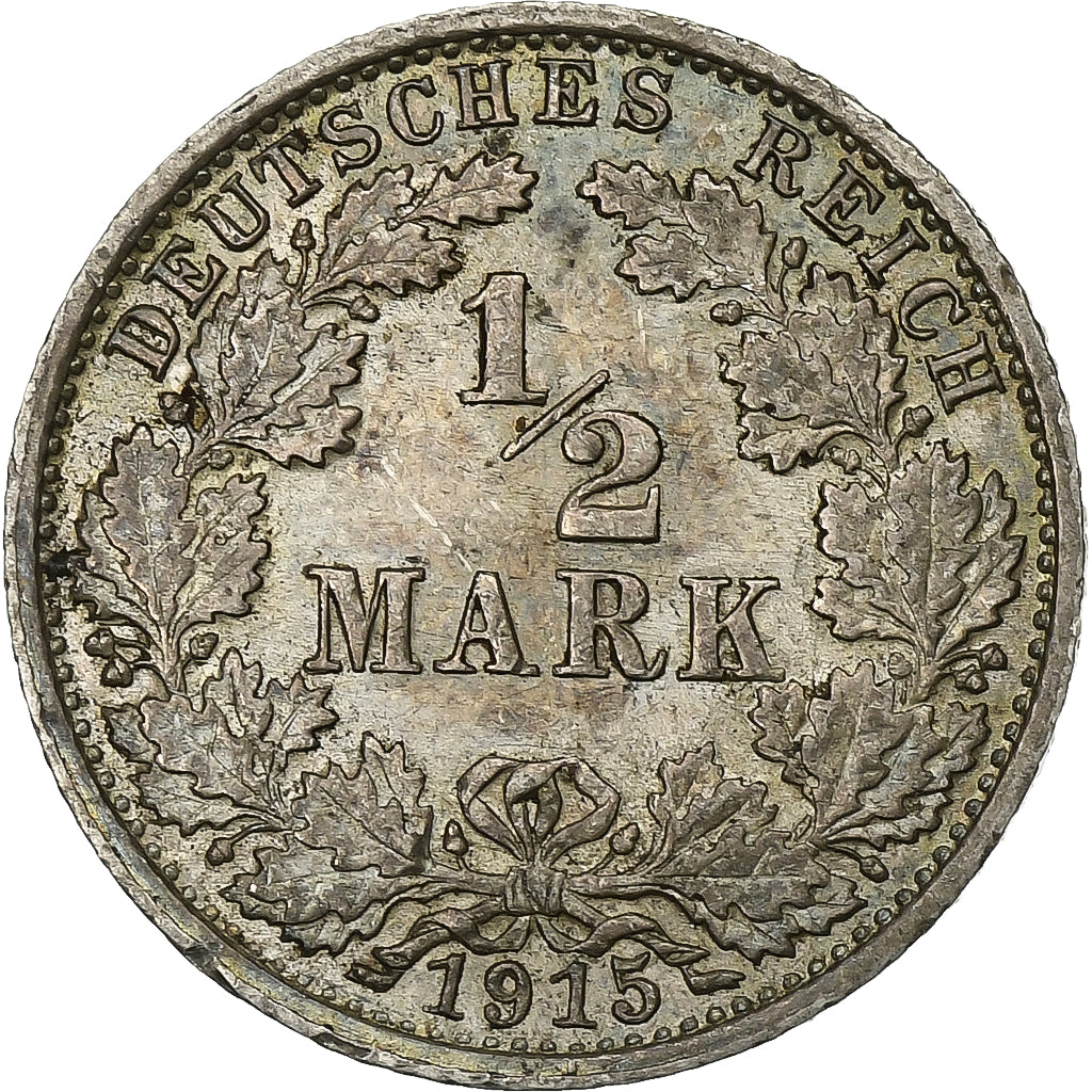 GERMANIA - IMPERO, 1/2 Mark, 1915, Karlsruhe, Argento, SPL-, KM:17