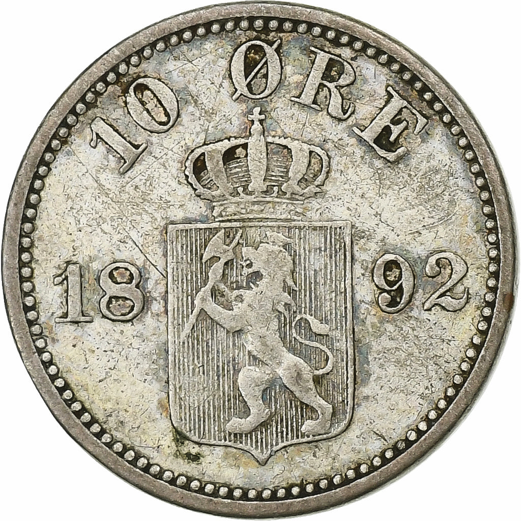 Norvegia, 10 Öre, 1892, Argento, BB, KM:350
