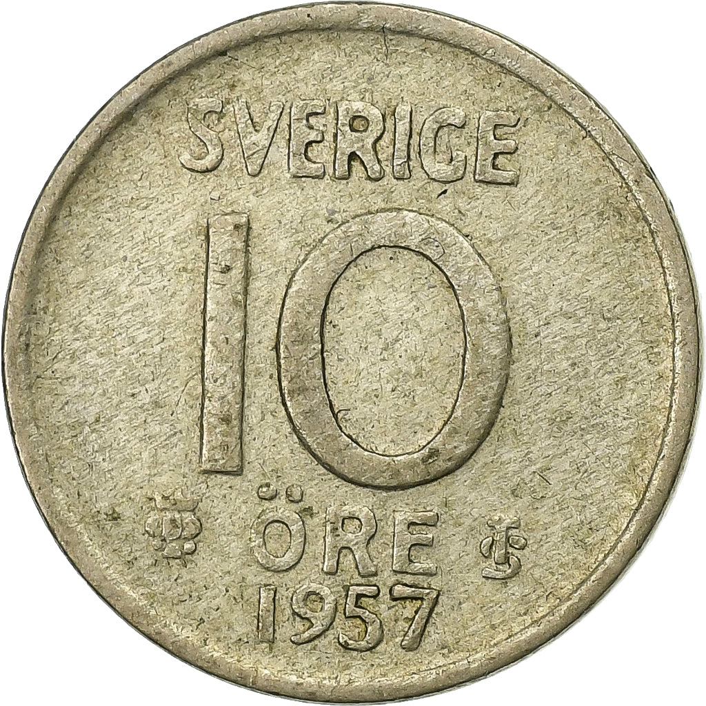Suède, Gustaf VI, 10 Öre, 1957, Argent, TTB, KM:823