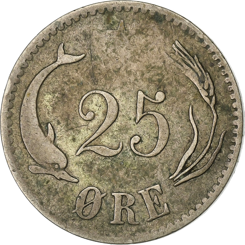 Denemarken, Christian IX, 25 Öre, 1874, Copenhagen, Zilver, FR+, KM:796.1