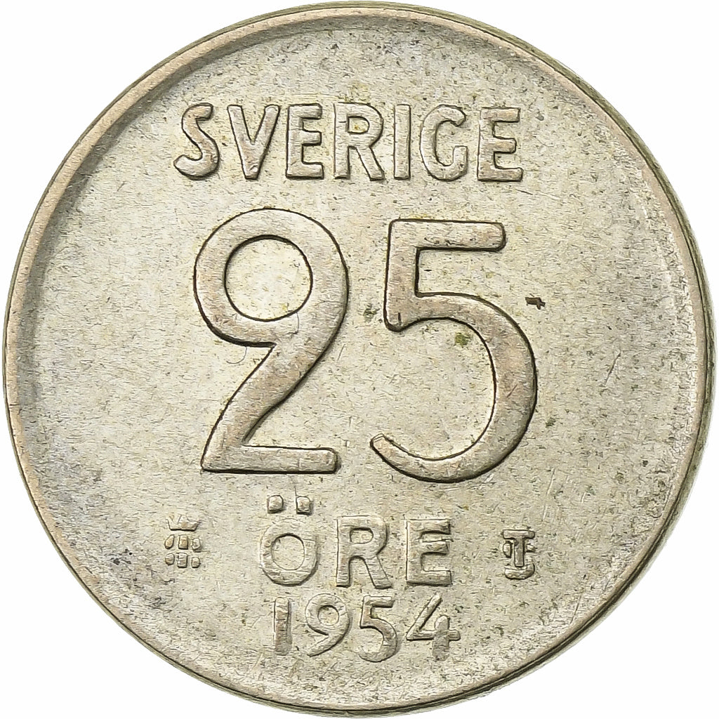 Suède, Gustaf VI, 25 Öre, 1954, Argent, TTB, KM:824