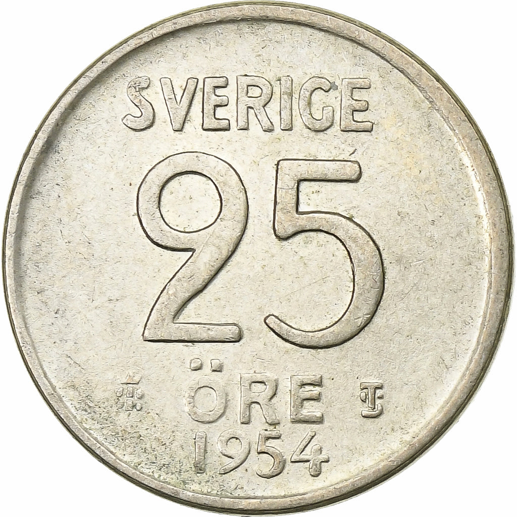 Suède, Gustaf VI, 25 Öre, 1954, Argent, TTB+, KM:824