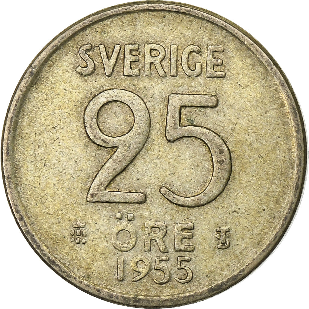 Monnaie, Suède, Gustaf VI, 25 Öre, 1955, TTB, Argent, KM:824