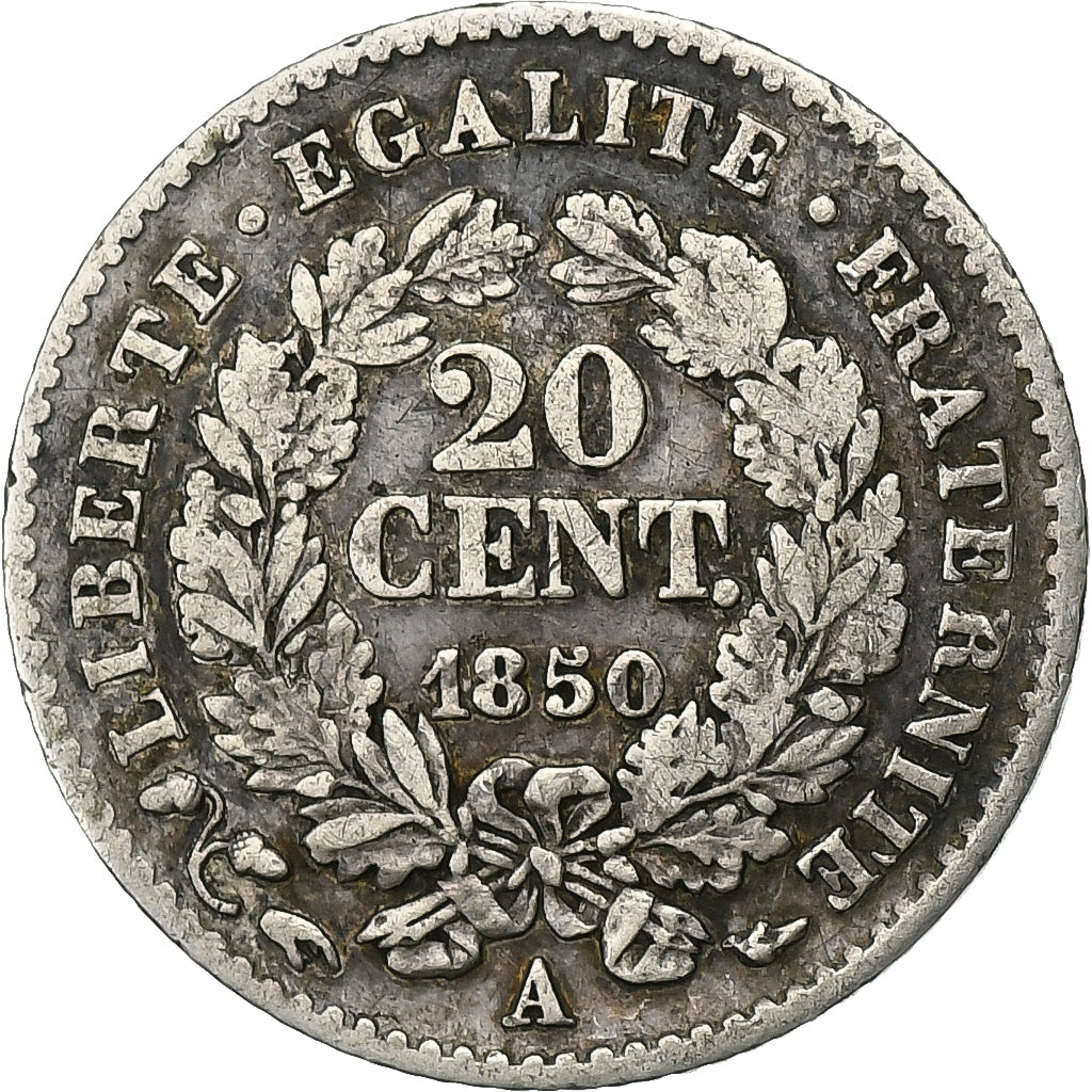 France, 20 Centimes, Cérès, 1850, Paris, Silver, VF(30-35), KM:758.1