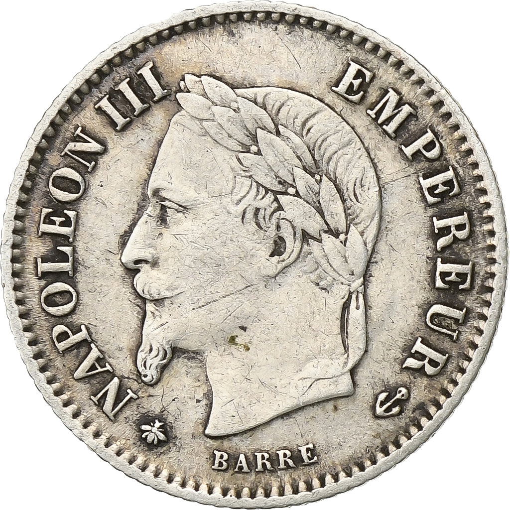 Francia, Napoleon III, 20 Centimes, 1867, Paris, Argento, BB, Gadoury:309