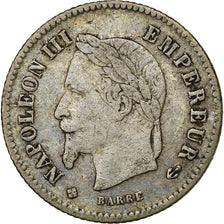 France, Napoleon III, 20 Centimes, Napoléon III, 1867, Strasbourg, Silver