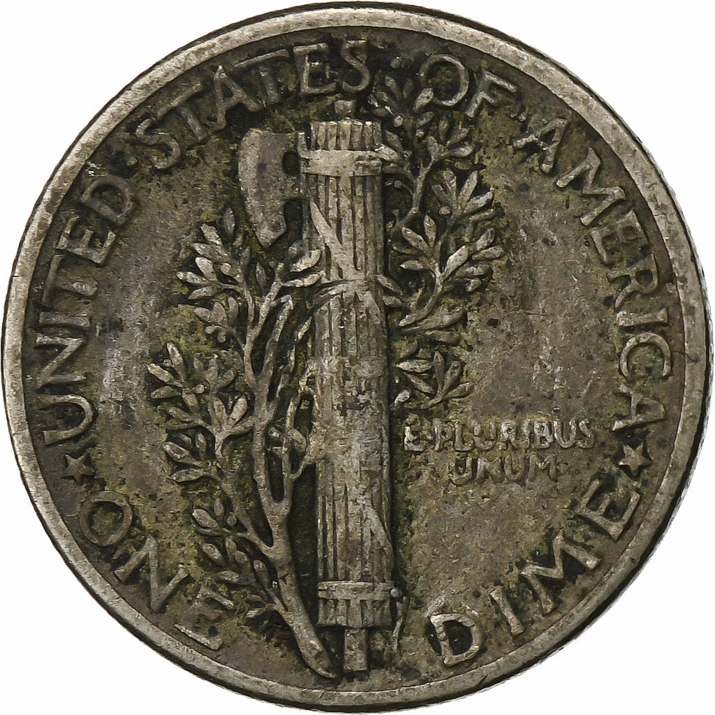 United States, Mercury Dime, 1940, Philadelphia, Silver, VF(20-25)