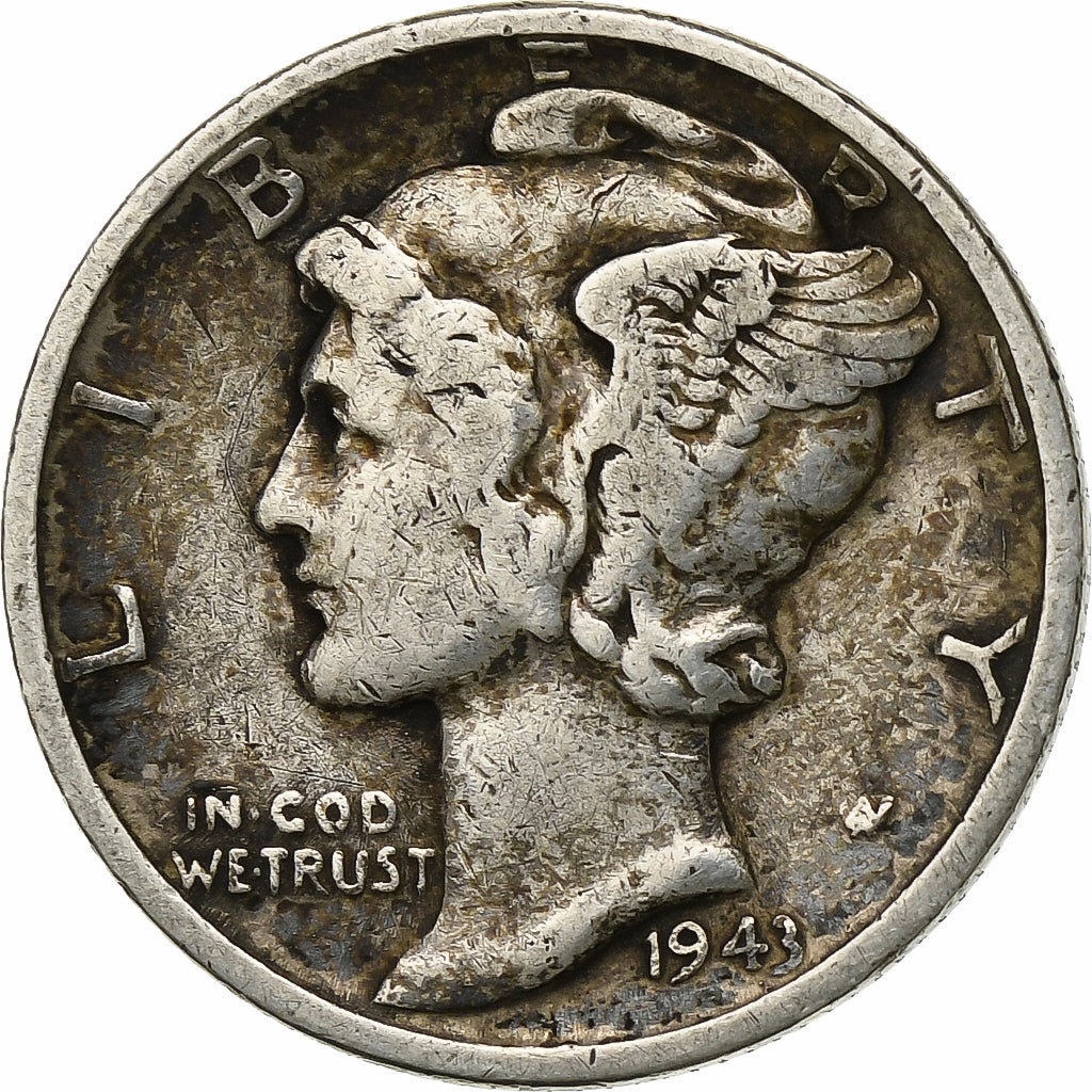 USA, Mercury Dime, 1943, Philadelphia, Srebro, VF(30-35)