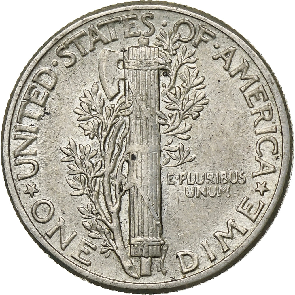 USA, Dime, Mercury Dime, 1944, U.S. Mint, Srebro, EF(40-45), KM:140