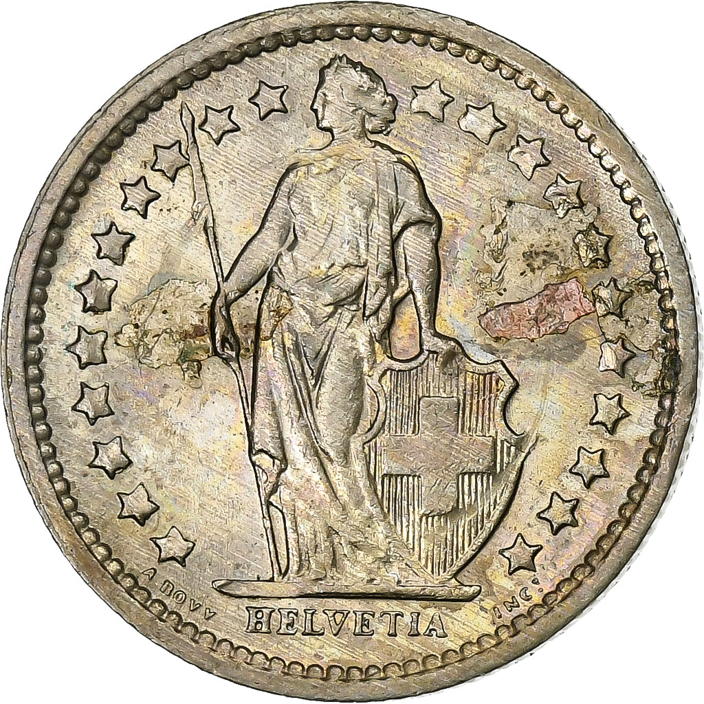Schweiz, 1/2 Franc, 1968, Bern, S+, Copper-nickel, KM:23a.1