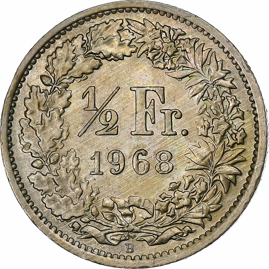 Schweiz, 1/2 Franc, 1968, Bern, S+, Copper-nickel, KM:23a.1