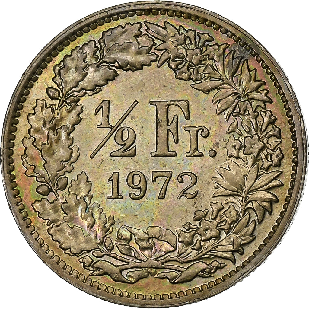Svizzera, 1/2 Franc, 1972, Bern, Rame-nichel, SPL, KM:23a.1