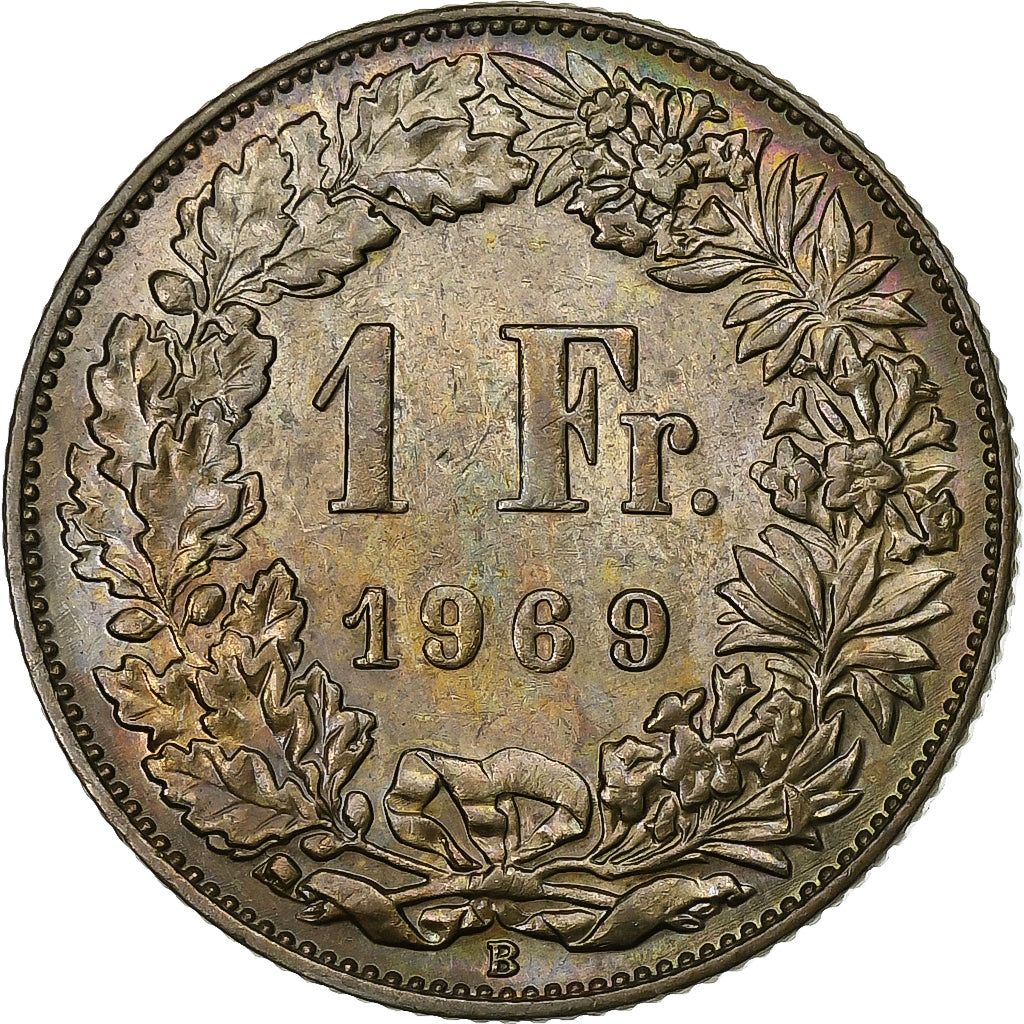Szwajcaria, Franc, 1969, Bern, Miedź-Nikiel, AU(50-53), KM:24a.1