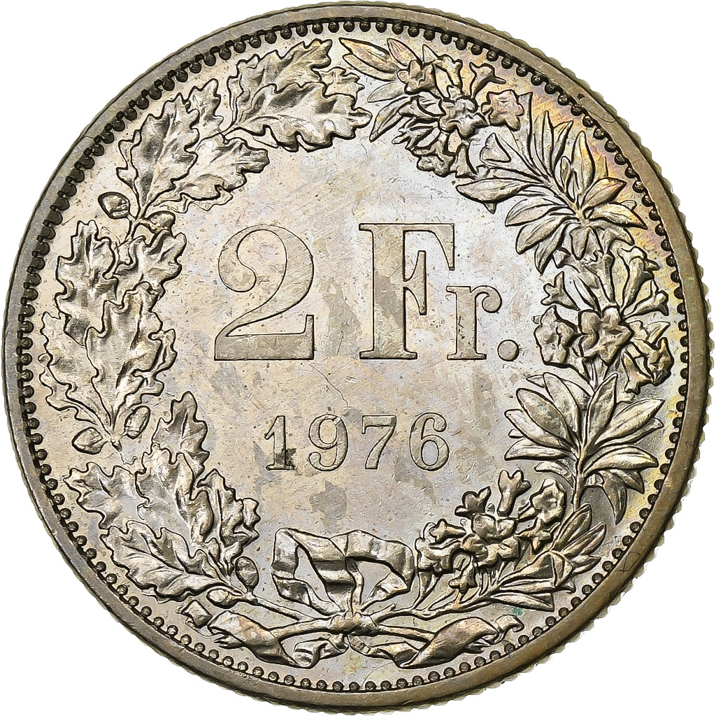 Suiza, 2 Francs, 1976, Bern, Cobre - níquel, EBC+, KM:21a.1