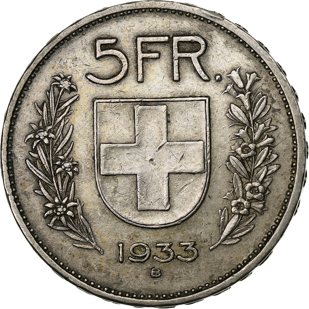 Switzerland, 5 Francs, Herdsman, 1933, Bern, Silver, EF(40-45), KM:40