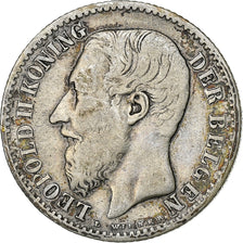 Belgio, Leopold II, Franc, 1887, Argento, MB, KM:29.1