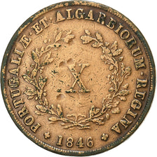 Portugal, Maria II, 10 Reis, 1846, Copper, VF(20-25), KM:481