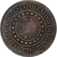 Brasile, 40 Reis, 1893, Bronzo, MB+, KM:491