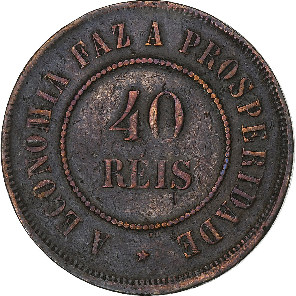Brasile, 40 Reis, 1893, Bronzo, MB+, KM:491