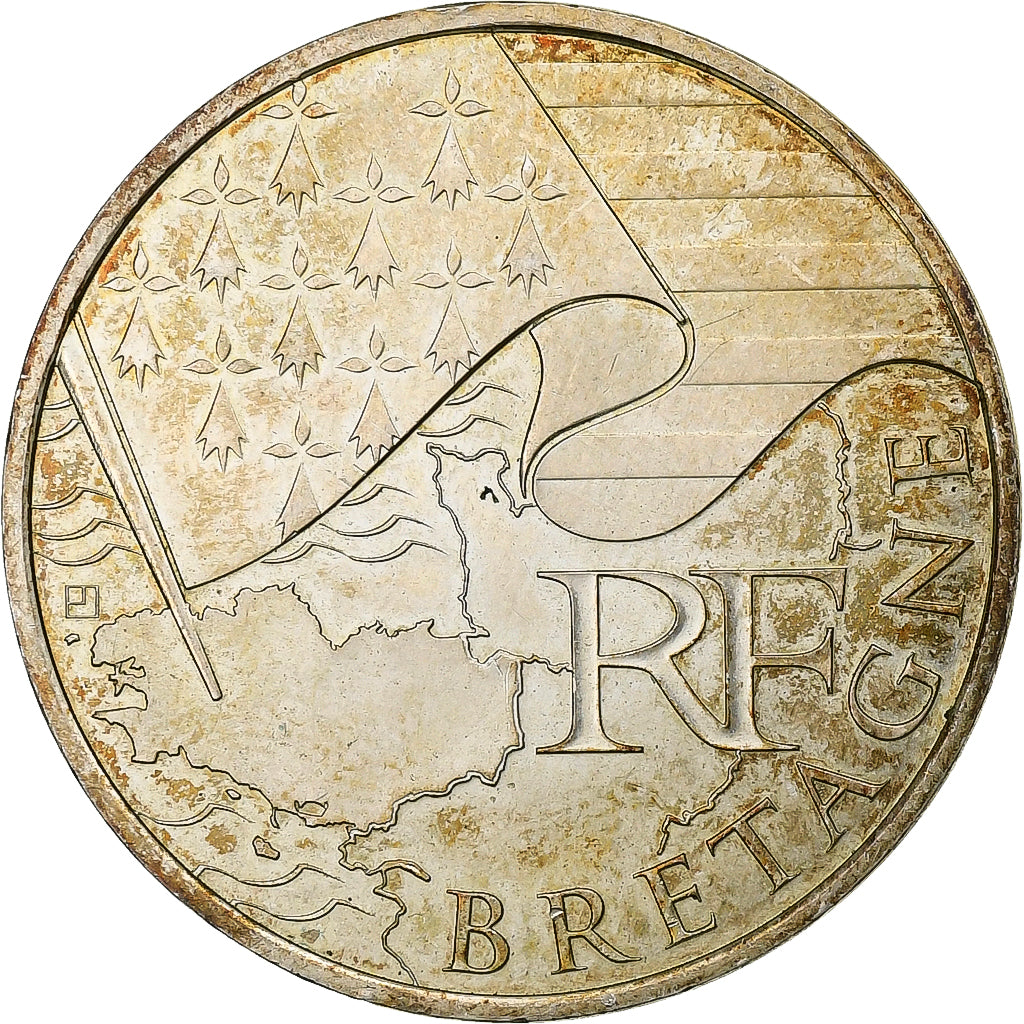 France, 10 Euro, Bretagne, 2010, Silver, AU(50-53), KM:1648
