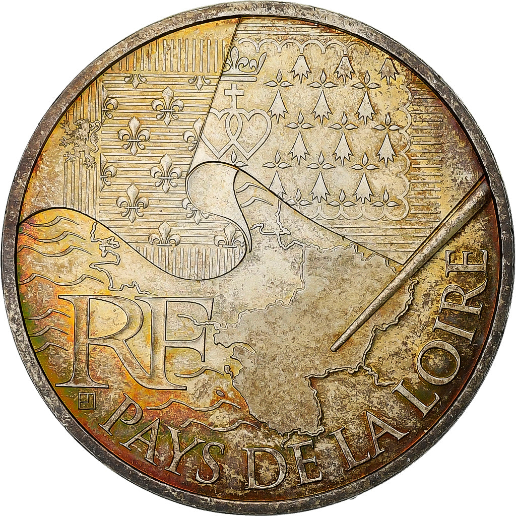 France, 10 Euro, Pays De La Loire, 2010, Paris, Silver, MS(60-62), KM:1665