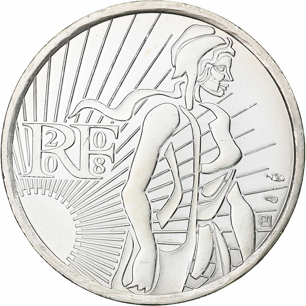 França, 5 Euro, Semeuse, 2008, Paris, Prata, AU(55-58)