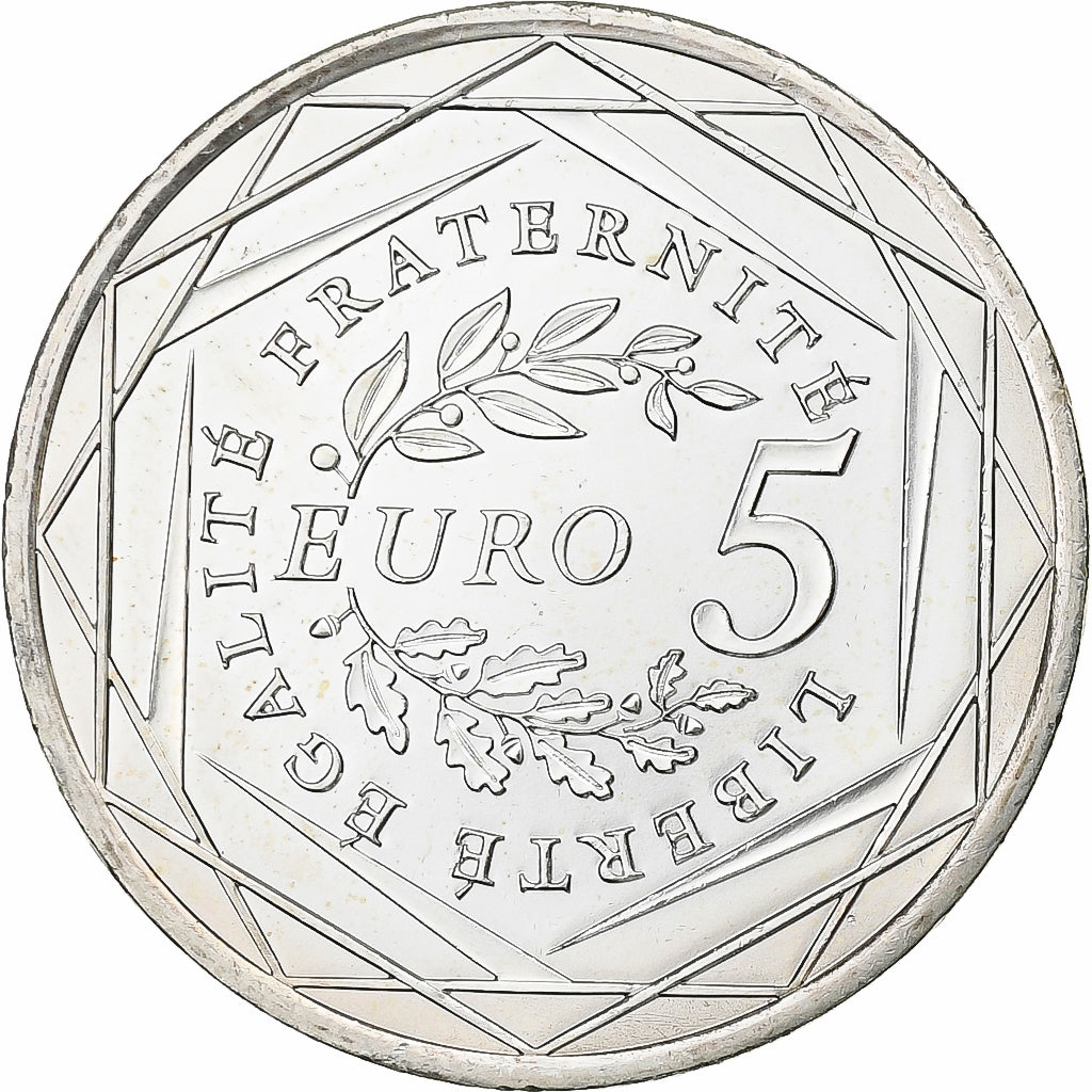 França, 5 Euro, Semeuse, 2008, Paris, Prata, AU(55-58)