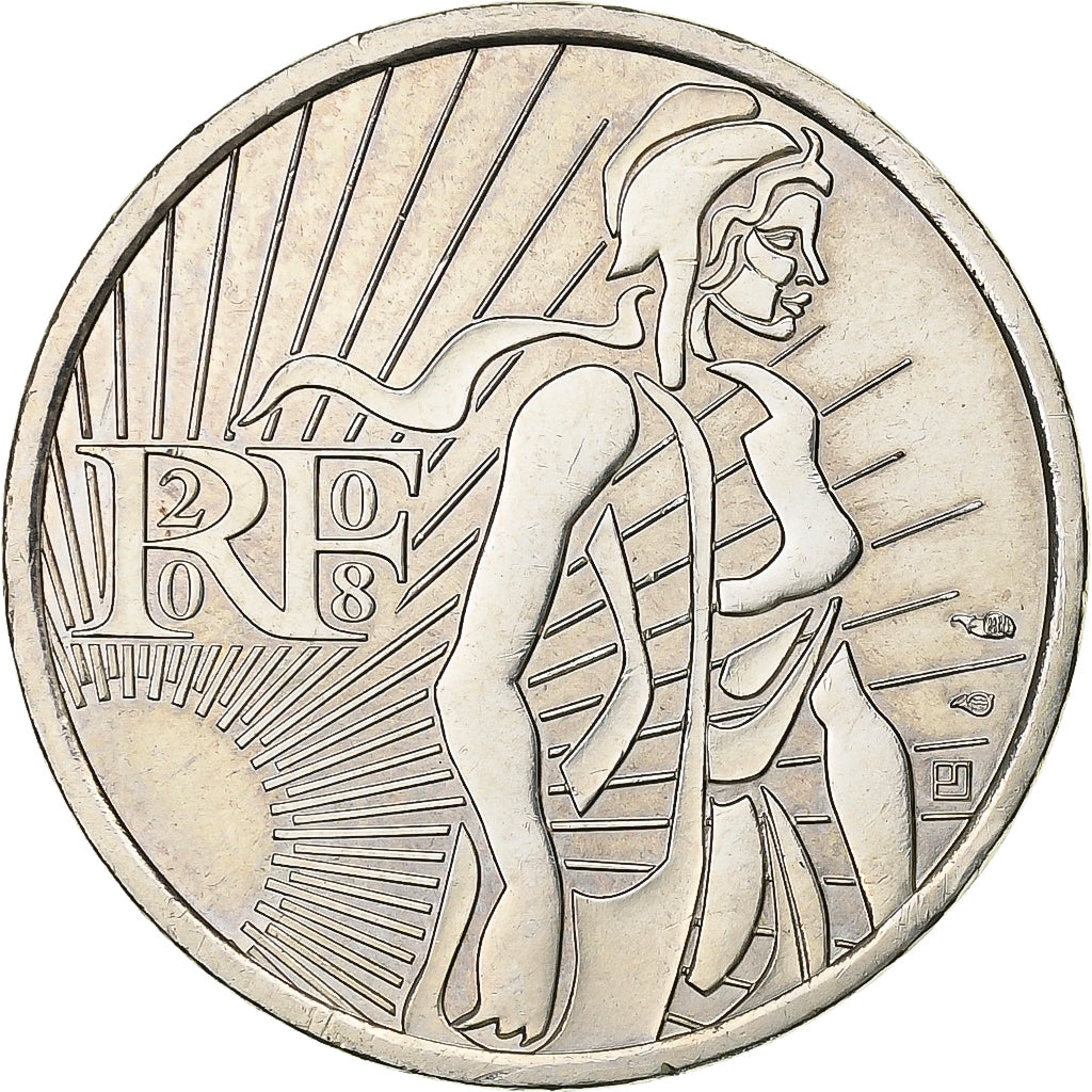 Francja, 5 Euro, Semeuse, 2008, Paris, Srebro, AU(55-58)