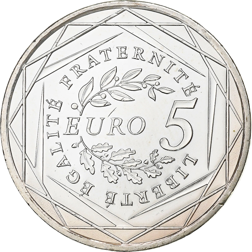 França, 5 Euro, Semeuse, 2008, Paris, Prata, MS(63)