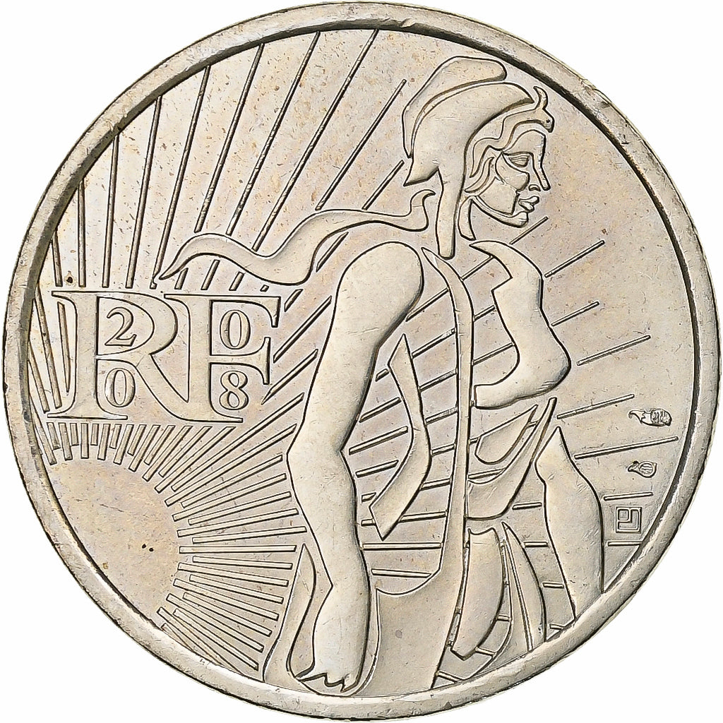 França, 5 Euro, Semeuse, 2008, Paris, Prata, MS(64)