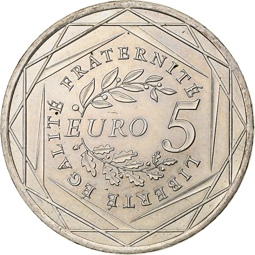 França, 5 Euro, Semeuse, 2008, Paris, Prata, MS(64)