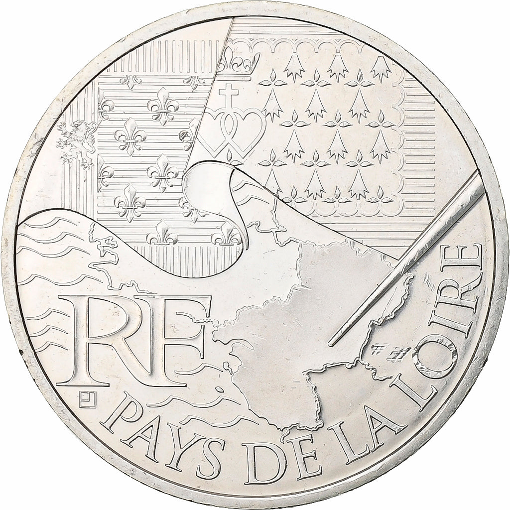France, 10 Euro, Pays De La Loire, 2010, Paris, Argent, SUP, KM:1665