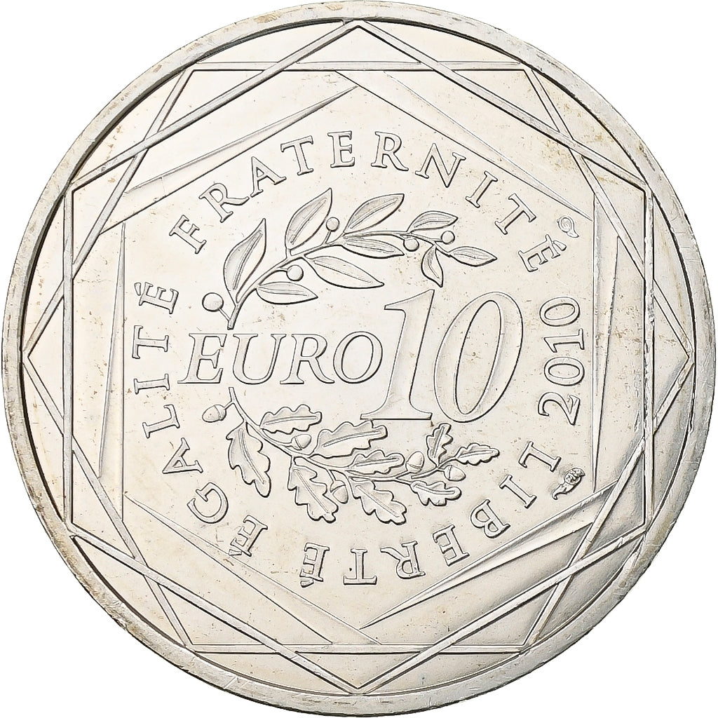França, 10 Euro, Pays De La Loire, 2010, Paris, Prata, MS(64), KM:1665