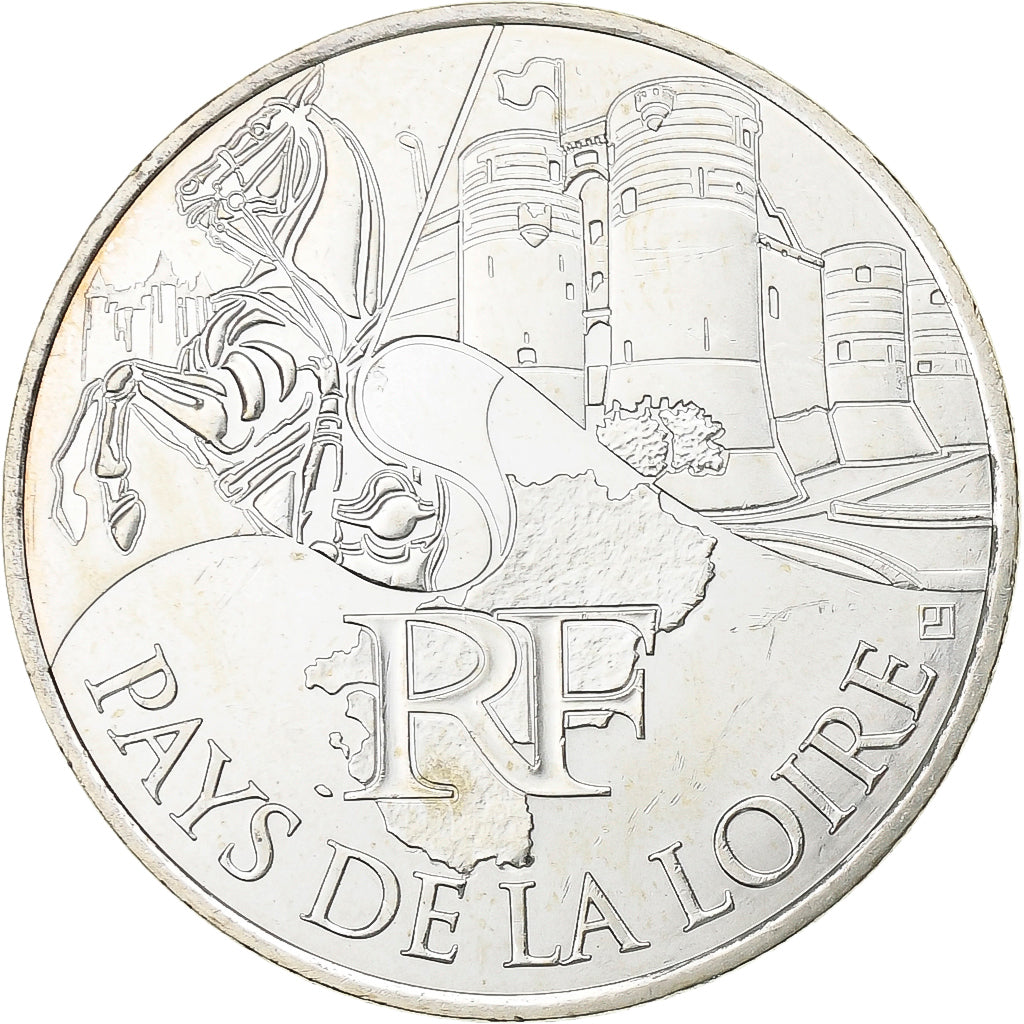 Francja, 10 Euro, Pays De La Loire, 2011, Paris, Srebro, MS(63), KM:1746