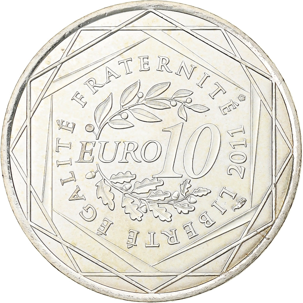 França, 10 Euro, Pays De La Loire, 2011, Paris, Prata, MS(64), KM:1746