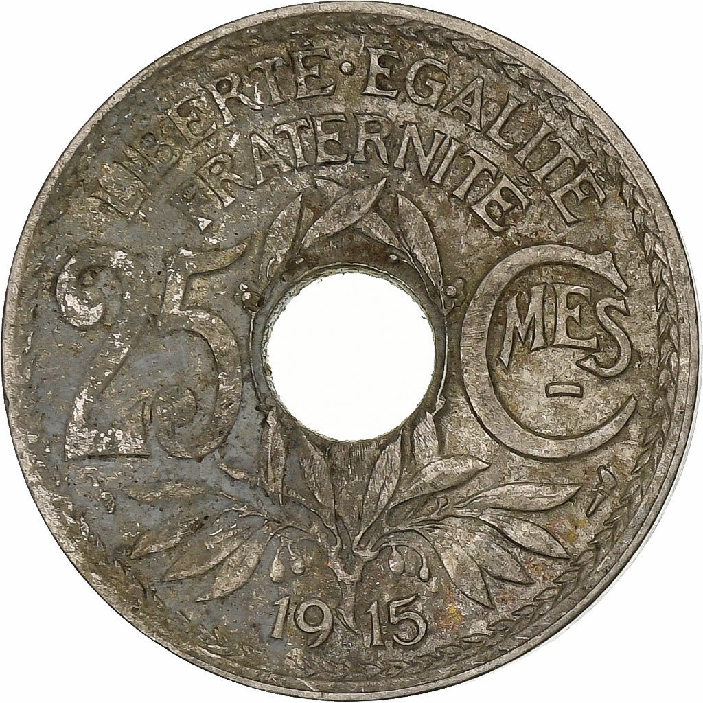 Frankreich, 25 Centimes, Lindauer, 1915, Nickel, S, Gadoury:379, KM:867