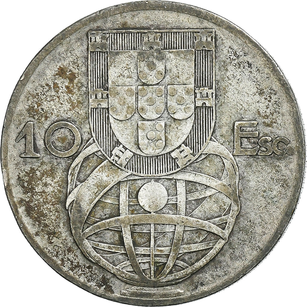 Portogallo, 10 Escudos, 1954, Argento, MB, KM:586